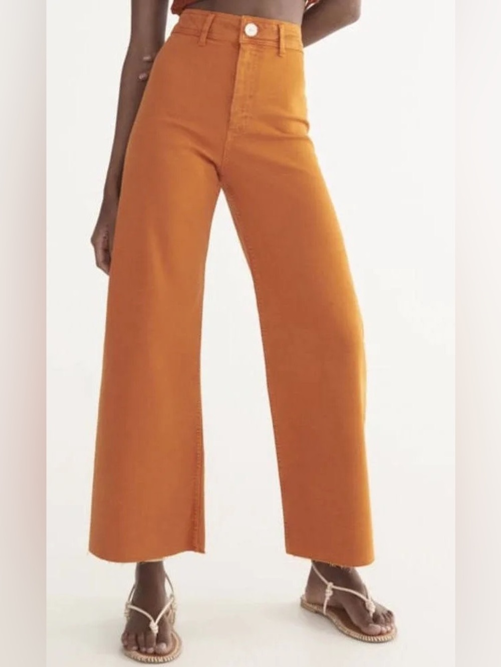 Zara "The Marine Straight" Orange Raw Hem Jeans Size 4